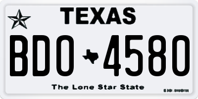 TX license plate BDO4580