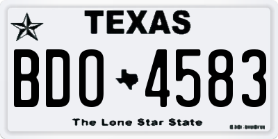 TX license plate BDO4583
