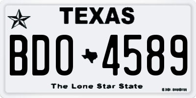 TX license plate BDO4589
