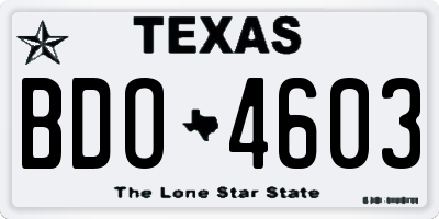 TX license plate BDO4603