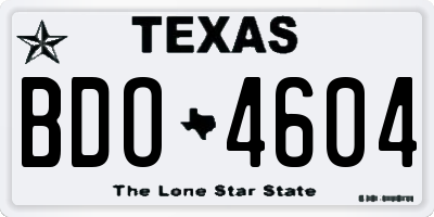 TX license plate BDO4604
