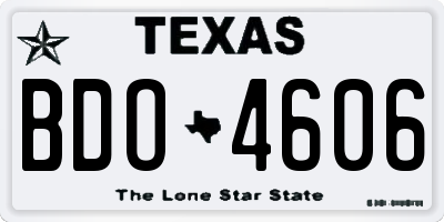 TX license plate BDO4606