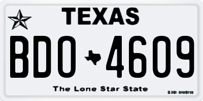 TX license plate BDO4609