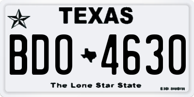 TX license plate BDO4630