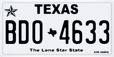 TX license plate BDO4633