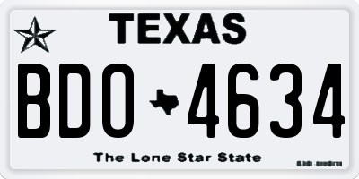 TX license plate BDO4634