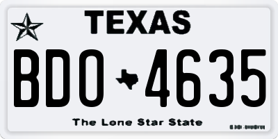 TX license plate BDO4635