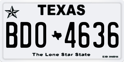 TX license plate BDO4636