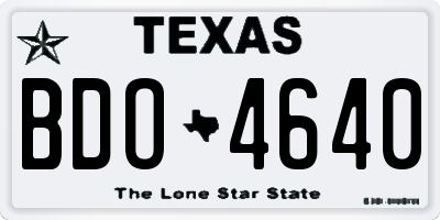 TX license plate BDO4640