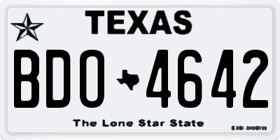 TX license plate BDO4642