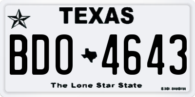 TX license plate BDO4643