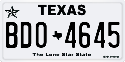 TX license plate BDO4645