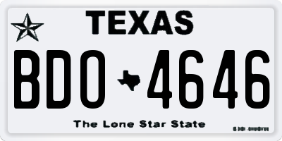 TX license plate BDO4646