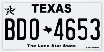 TX license plate BDO4653