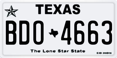 TX license plate BDO4663