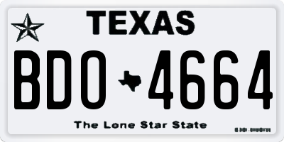 TX license plate BDO4664