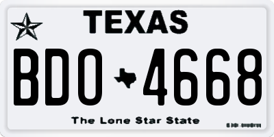 TX license plate BDO4668