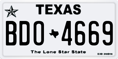 TX license plate BDO4669