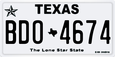 TX license plate BDO4674