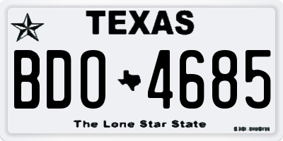TX license plate BDO4685