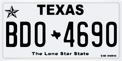 TX license plate BDO4690