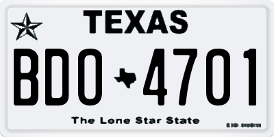 TX license plate BDO4701