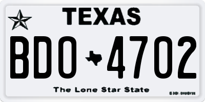 TX license plate BDO4702