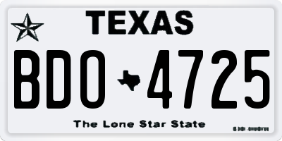 TX license plate BDO4725