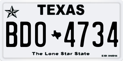 TX license plate BDO4734