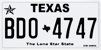 TX license plate BDO4747