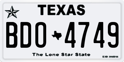 TX license plate BDO4749