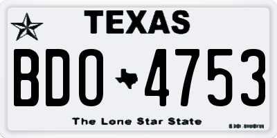 TX license plate BDO4753