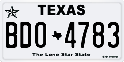 TX license plate BDO4783