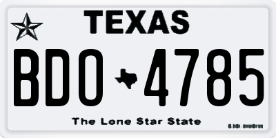 TX license plate BDO4785