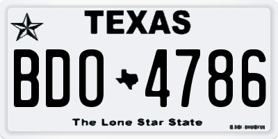 TX license plate BDO4786