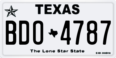 TX license plate BDO4787