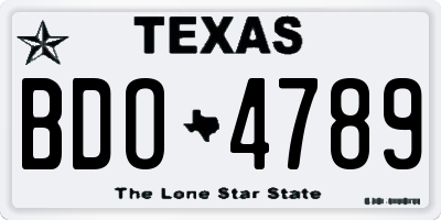 TX license plate BDO4789