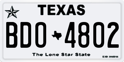 TX license plate BDO4802