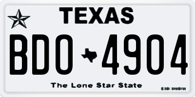 TX license plate BDO4904