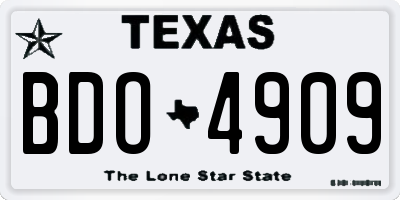 TX license plate BDO4909