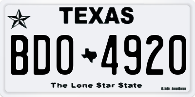 TX license plate BDO4920