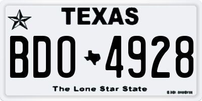TX license plate BDO4928