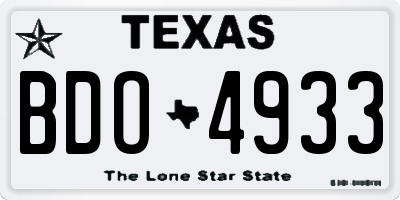 TX license plate BDO4933