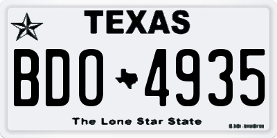 TX license plate BDO4935
