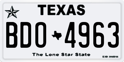 TX license plate BDO4963