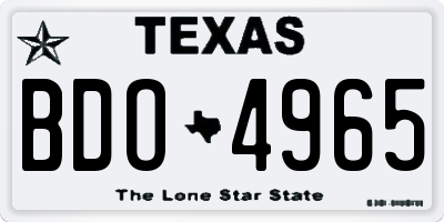TX license plate BDO4965