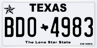 TX license plate BDO4983