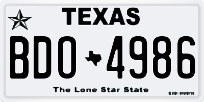 TX license plate BDO4986