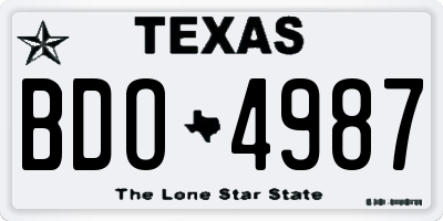 TX license plate BDO4987