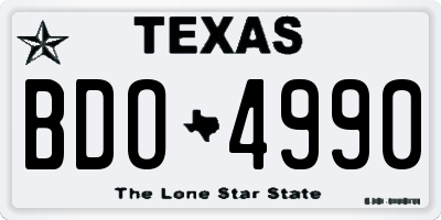 TX license plate BDO4990